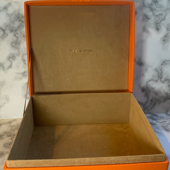 Tory Burch Orange & Gold Leather Storage Box - Picture 5 of 13